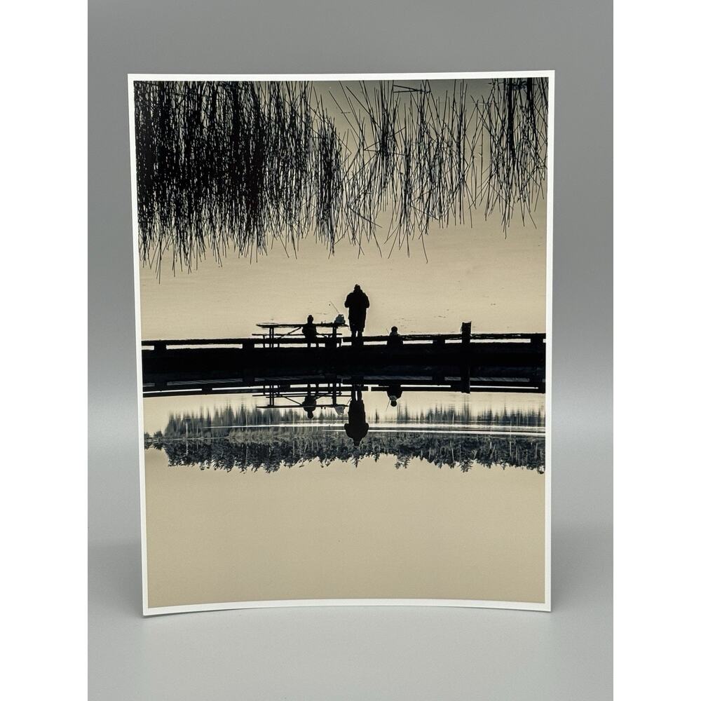 Black & White Photograph People Person Fishing 11”‎ X 8.5” READ DESCRIPTION